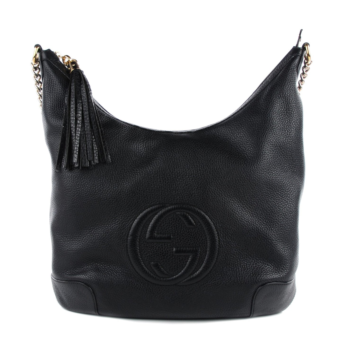 Pebbled Calfskin Medium Soho Chain Hobo Black