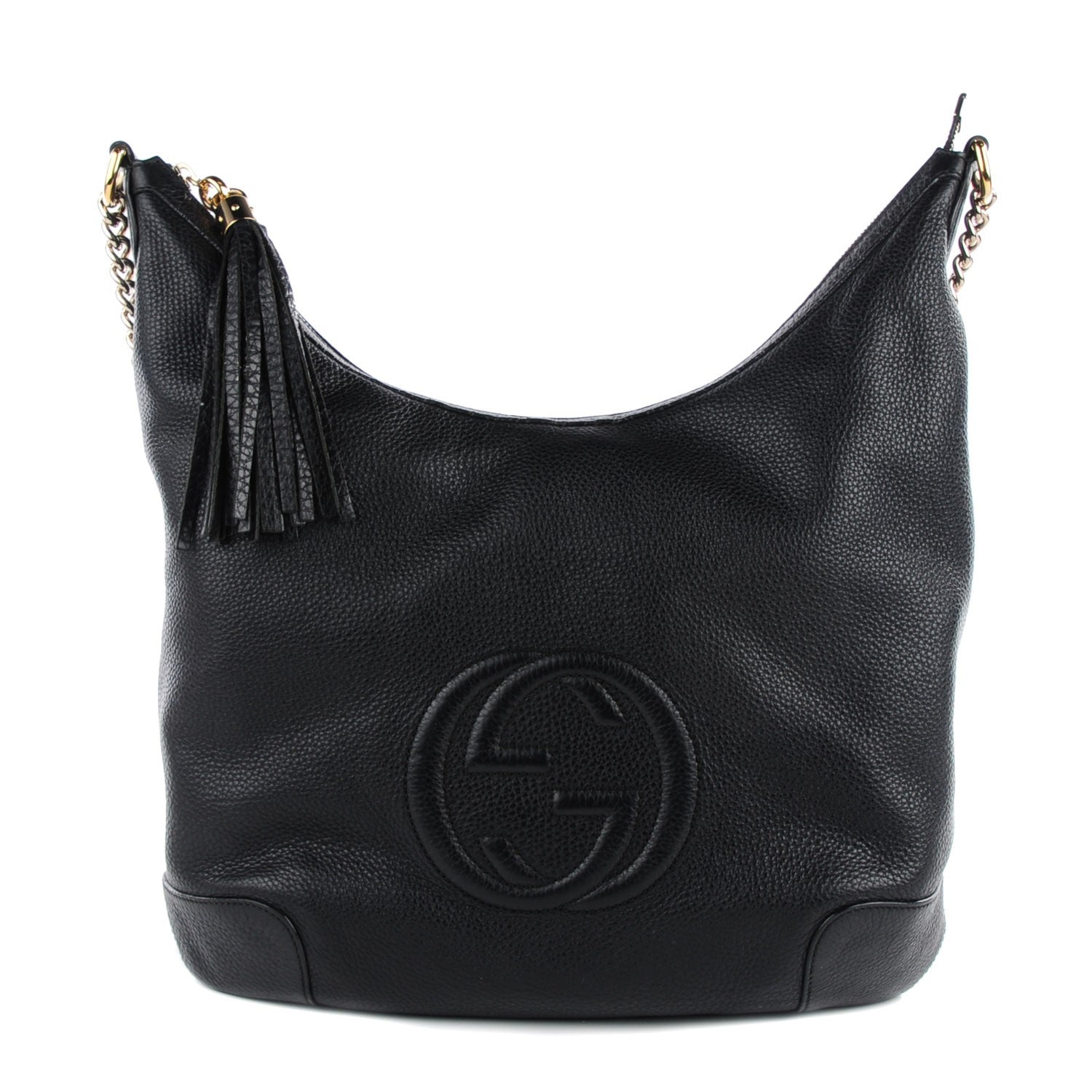Gucci Pebbled Calfskin Medium Soho Chain Hobo Black 1 of 59