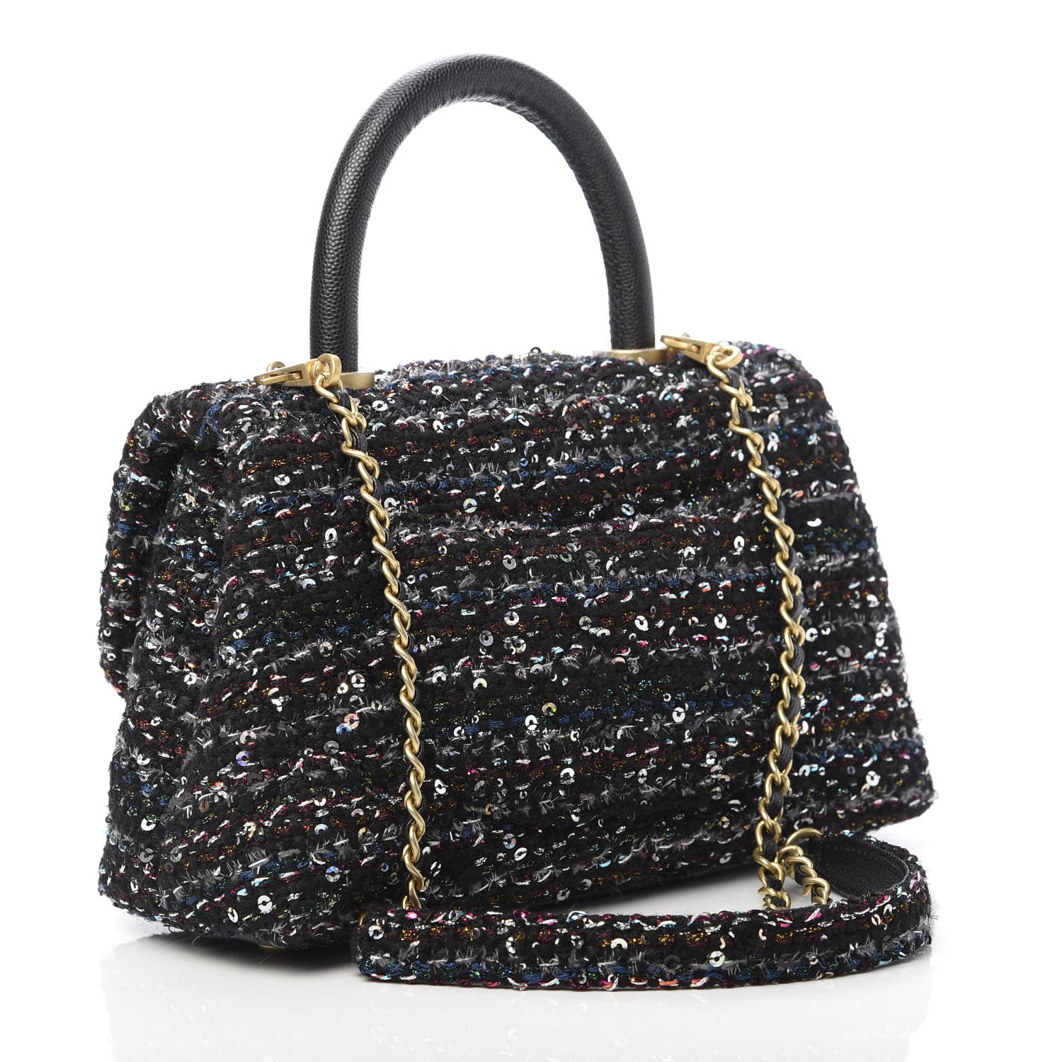 Chanel Tweed Sequin Mini Coco Handle Flap Black 3 of 11
