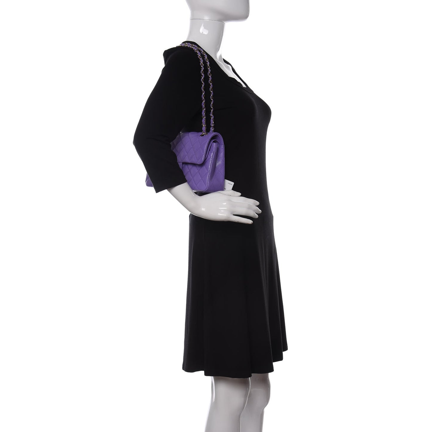 Caviar Quilted Small Double Flap Purple