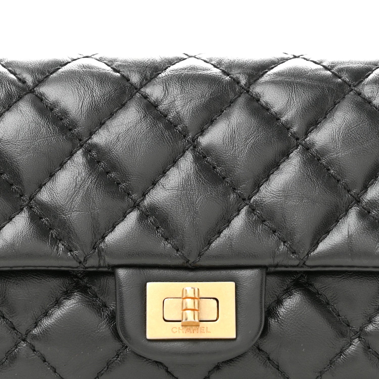 Chanel Aged Calfskin Quilted 2.55 Reissue Chain Waist Bag Black 8 of 13