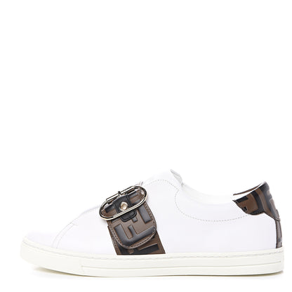 Fendi Vitello FF Embossed Womens Slip On Sneakers 37 Ultra White Maya Black 1 of 9