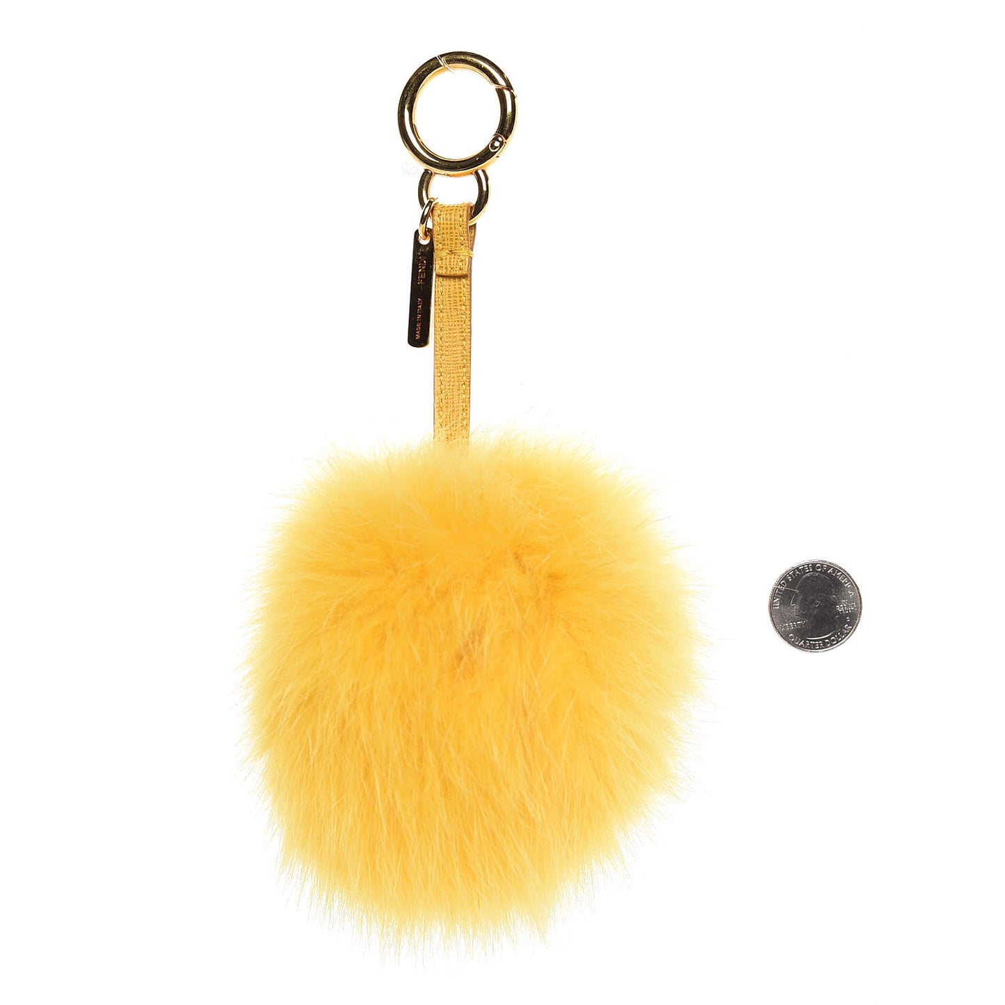 Fox Fur Pom Pom Bag Charm Yellow