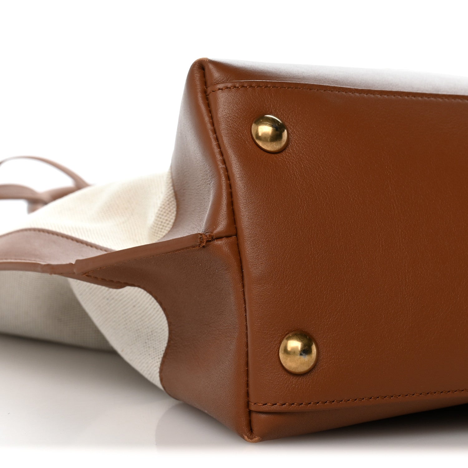 Saint Laurent Calfskin Linen Two Tone Cabas Tote Beige 8 of 12