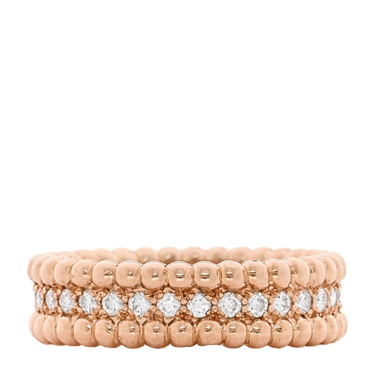 Van Cleef & Arpels 18K Rose Gold Diamond Perlee 1 Row Ring 52 6 3 of 5