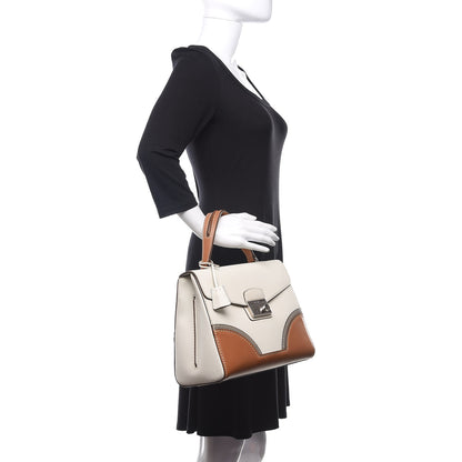 Prada Vitello Tri-Color Sound Top Handle Satchel White Naturale 2 of 13
