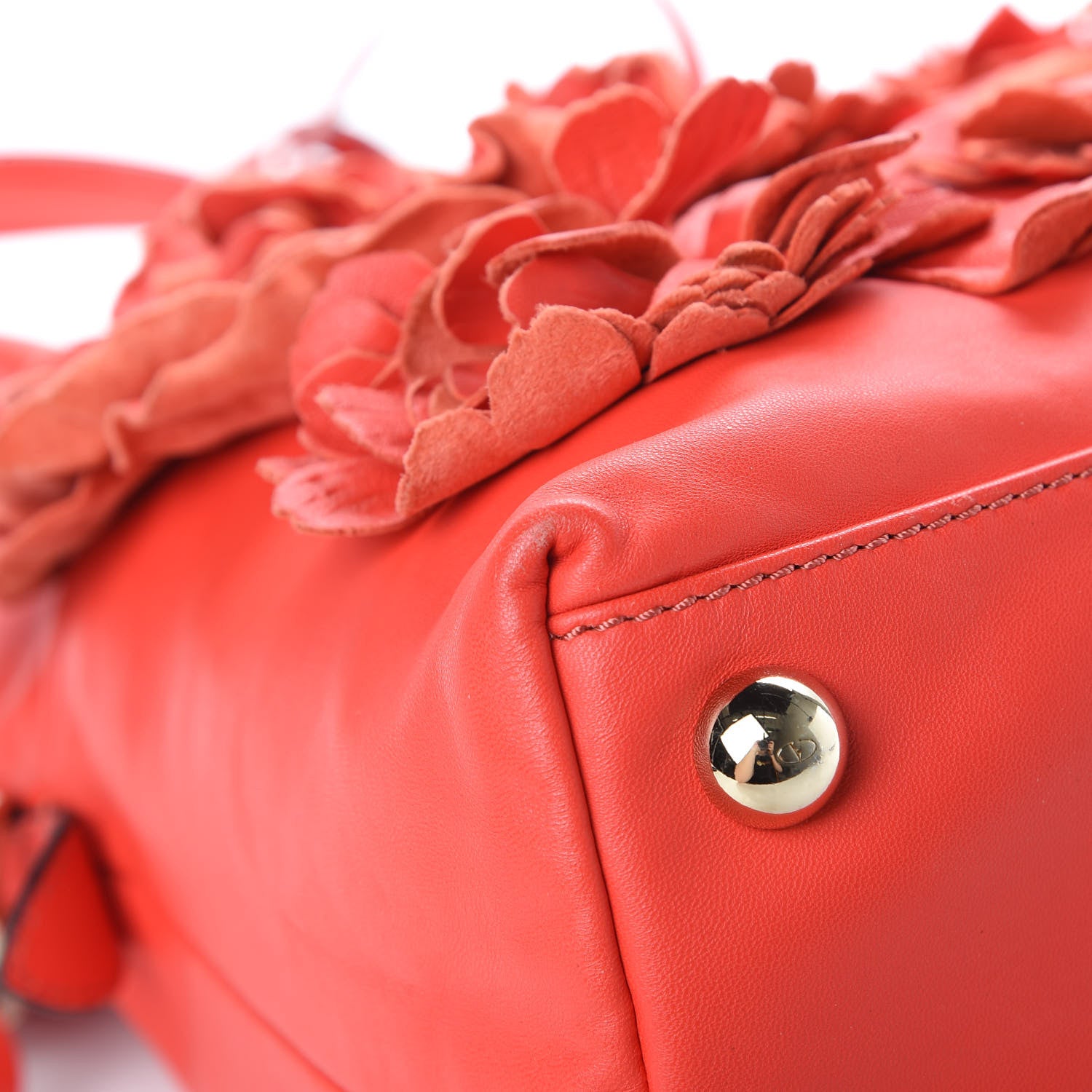 Valentino Garavani Nappa Floral Applique Tote Red 10 of 16