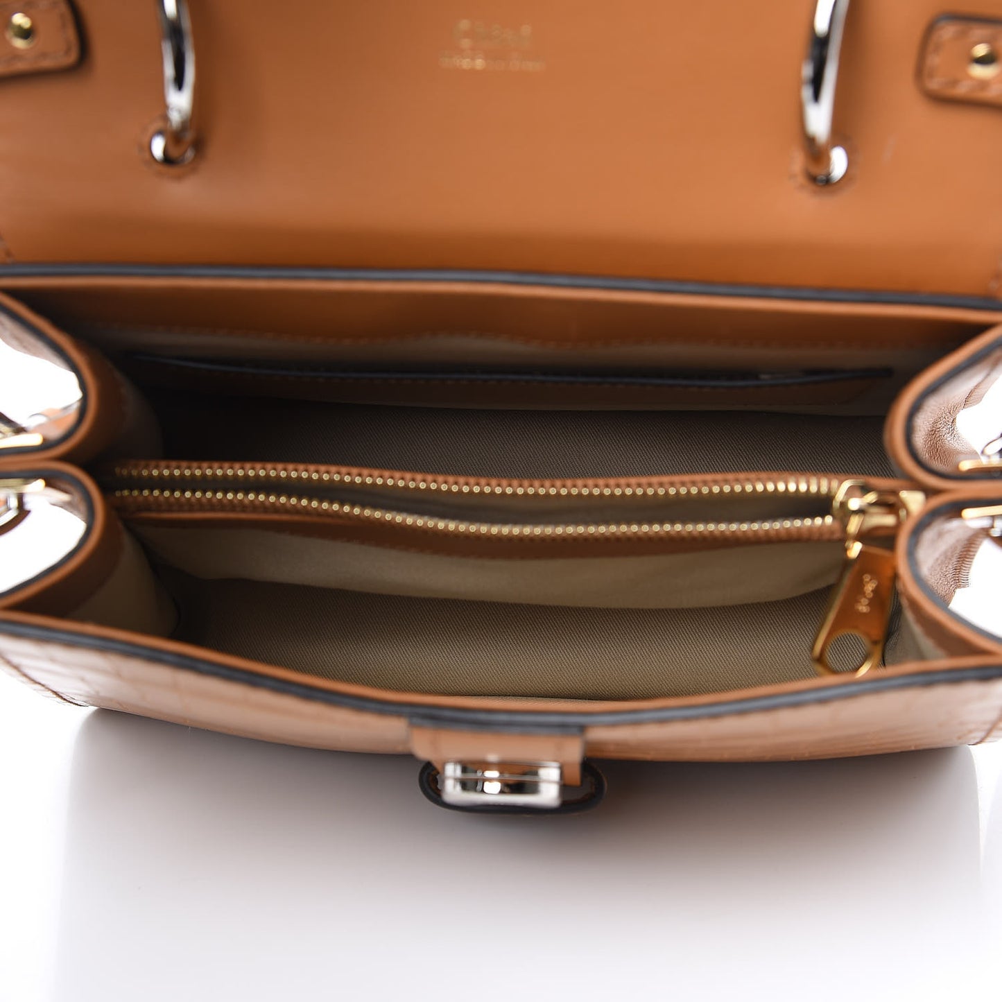 Calfskin Crocodile Embossed Small Aby Day Shoulder Bag Autumnal Brown