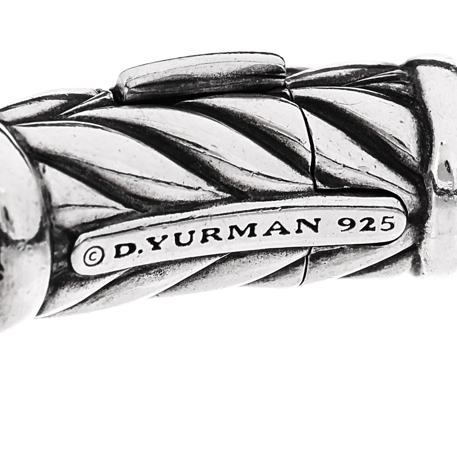 David Yurman Sterling Silver Leather Chevron Woven Bracelet Navy 3 of 4