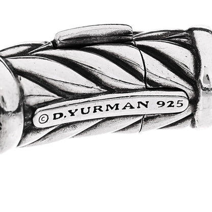 David Yurman Sterling Silver Leather Chevron Woven Bracelet Navy 3 of 4