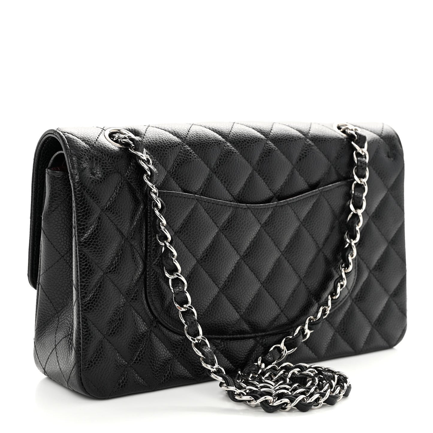 Caviar Quilted Medium Double Flap Black