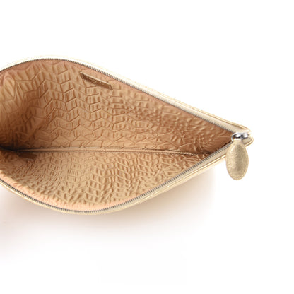 Chanel Metallic Calfskin Chevron Quilted Large Cosmetic Case Light Gold 4 of 9