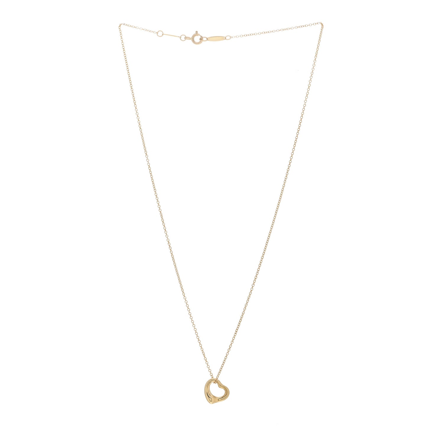 18K Yellow Gold 11mm Elsa Peretti Open Heart Pendant Necklace