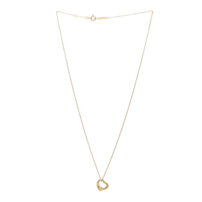 Tiffany 18K Yellow Gold 11mm Elsa Peretti Open Heart Pendant Necklace 3 of 4