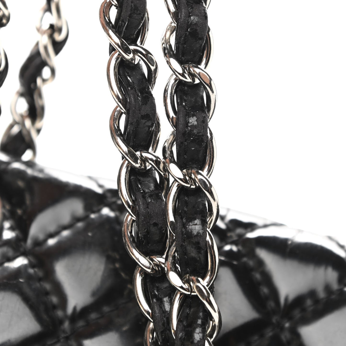 Vinyl Quilted In the Business Flap Bag Black