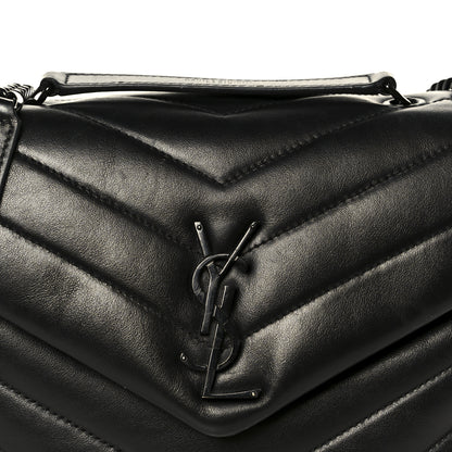 Saint Laurent Calfskin Y Quilted Monogram Monochrome Small Loulou Chain Satchel Black 9 of 11