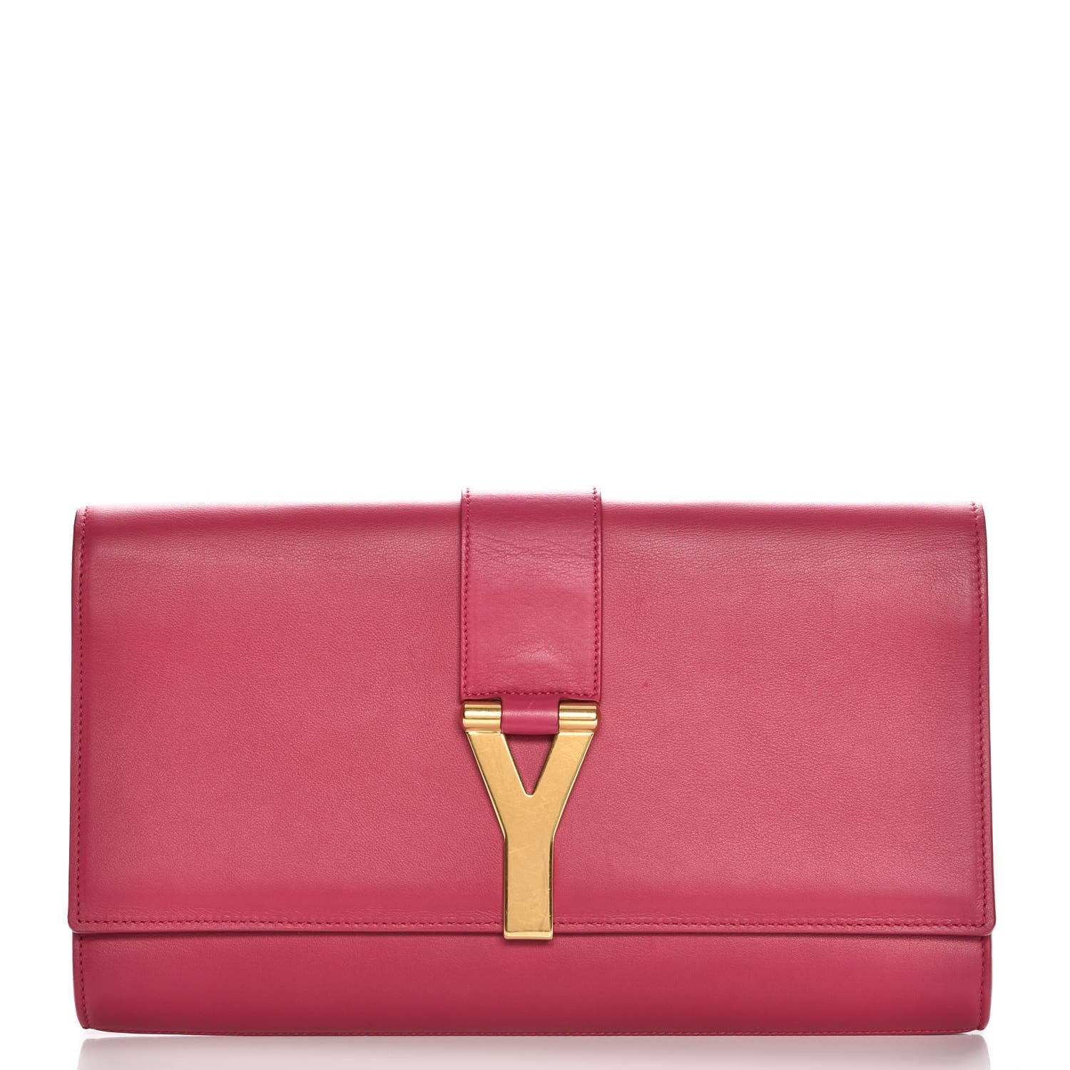 Saint Laurent Calfskin Classic Y Ligne Clutch Fuchsia 1 of 8