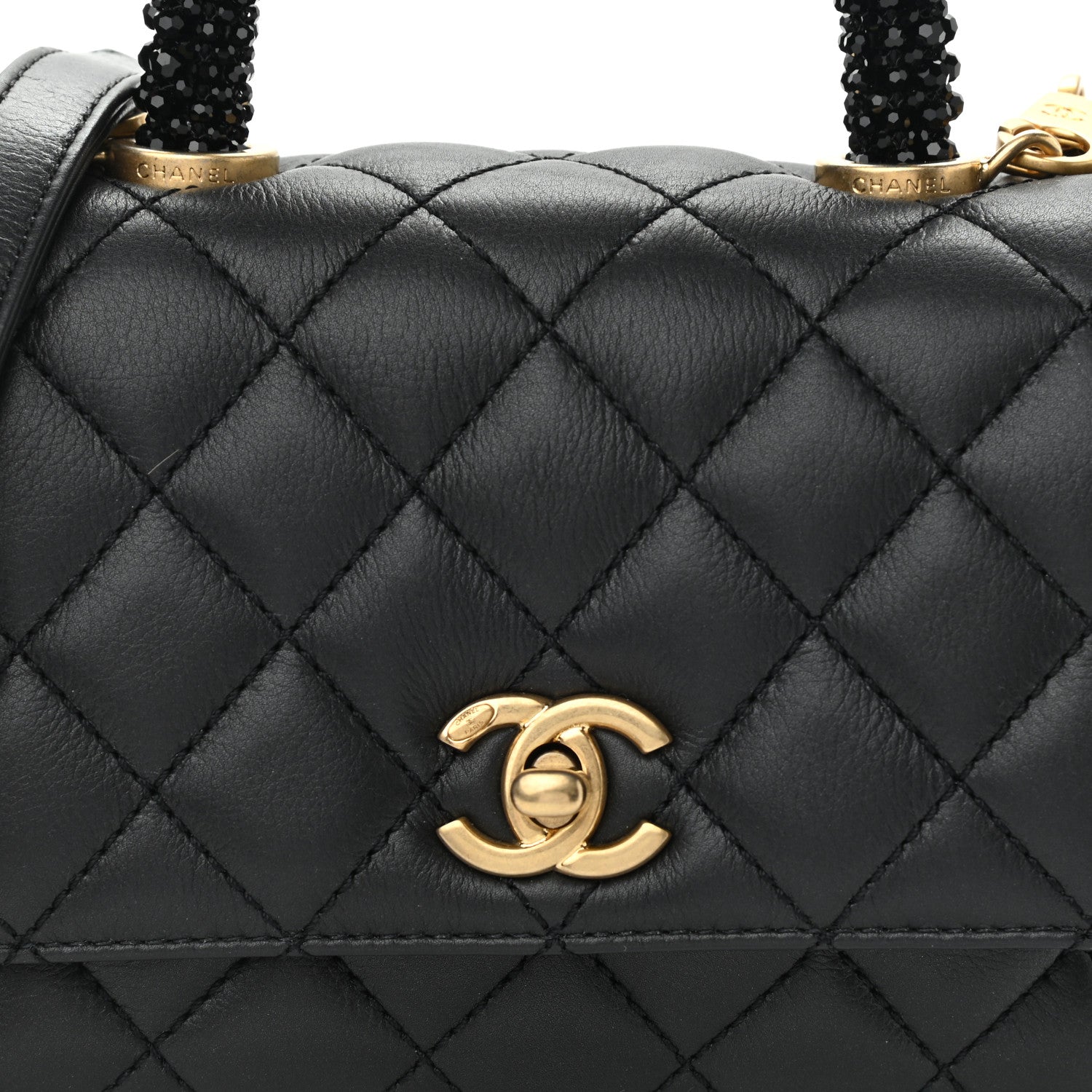 Chanel Calfskin Crystal Quilted Extra Mini Coco Handle Flap Black 8 of 10