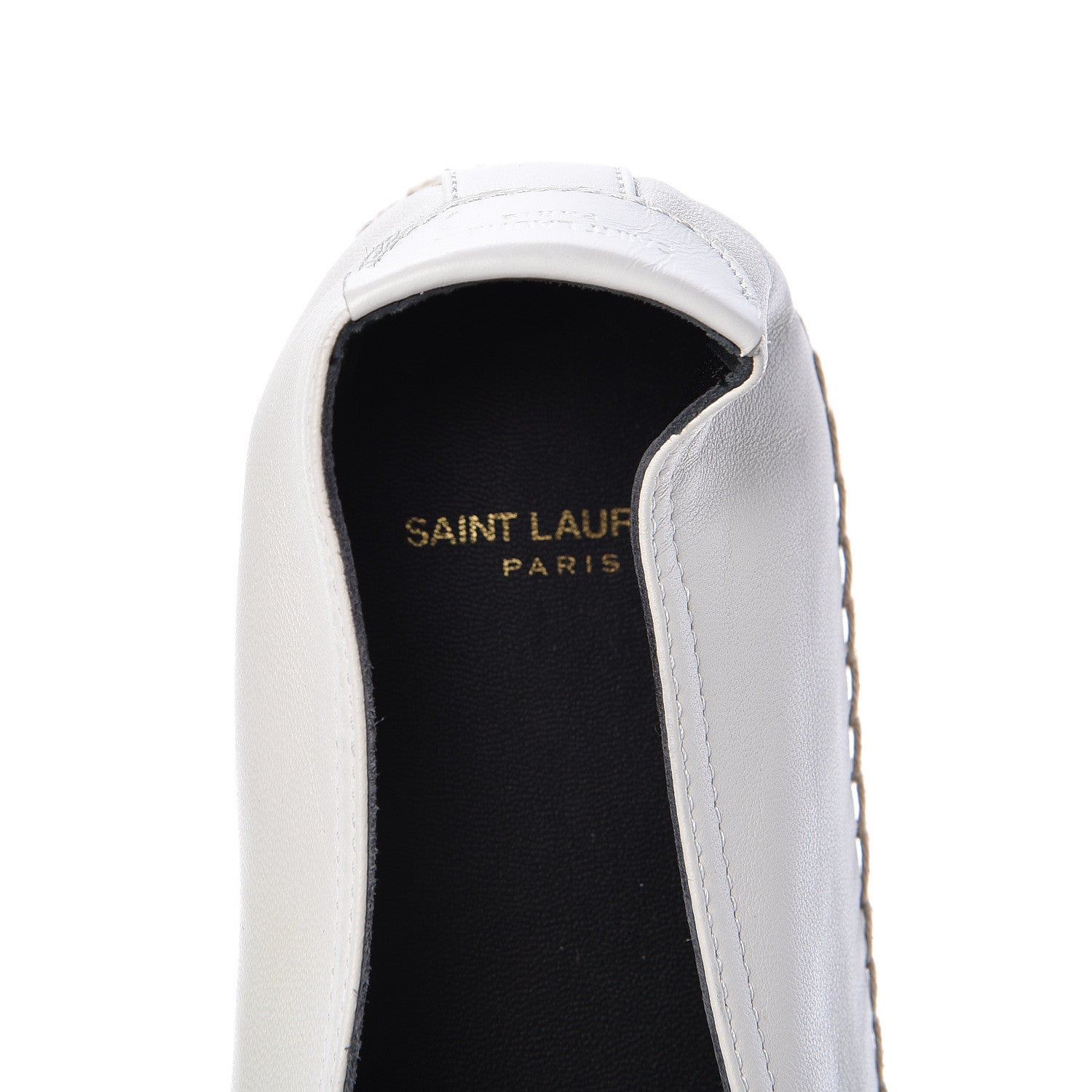 Saint Laurent Lambskin Monogram Espadrilles 39.5 White 10 of 10