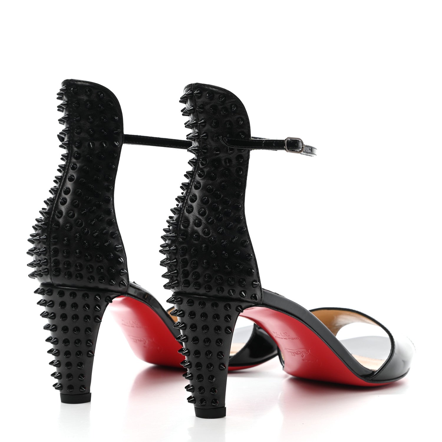 Christian Louboutin Patent Nappa Trezanita 70 Ankle Strap Sandals 37.5 Black 4 of 11