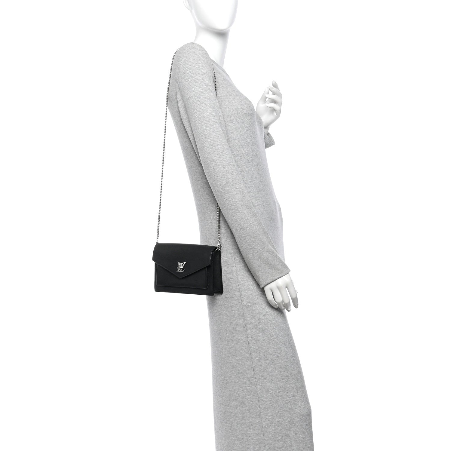 Louis Vuitton Soft Calfskin My Lockme Chain Pochette Black 2 of 10