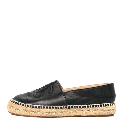 Chanel Lambskin CC Espadrilles 38 Black 1 of 10