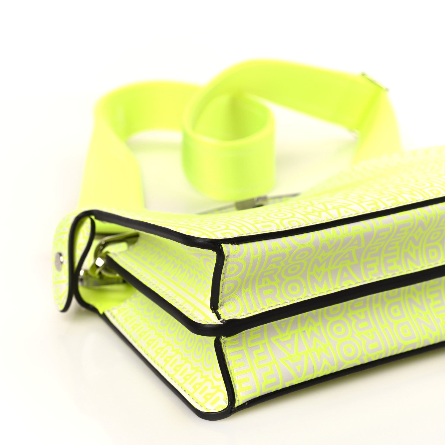 Fendi X MARC JACOBS Vitello King Cover Micro Fendi Roma Embossed Peekaboo I See U X Cross Satchel Neon Yellow 9 of 11