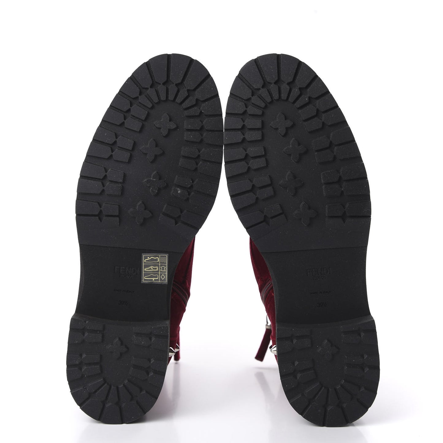 Velvet Studded FF Combat Boots 39.5 Bordeaux