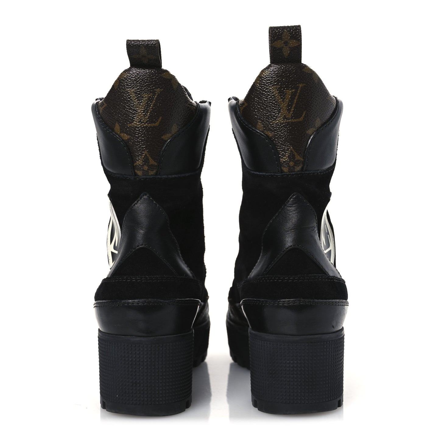 Suede Calfskin Monogram World Tour Platform Desert Boots 36.5 Black