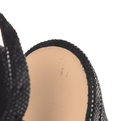 Chanel Shimmer Fabric Peep Toe Slingback Pumps 37.5 Black 12 of 13