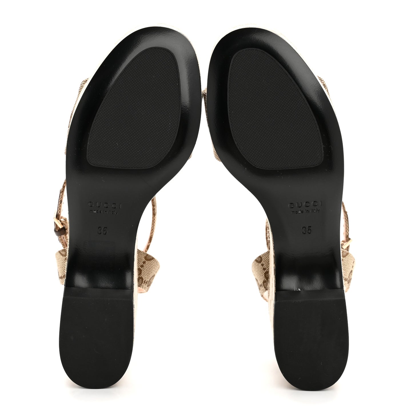 Monogram Nappa Chalotte Horsebit Ankle Strap 75mm Flatform Sandals 35 Beige Ebony