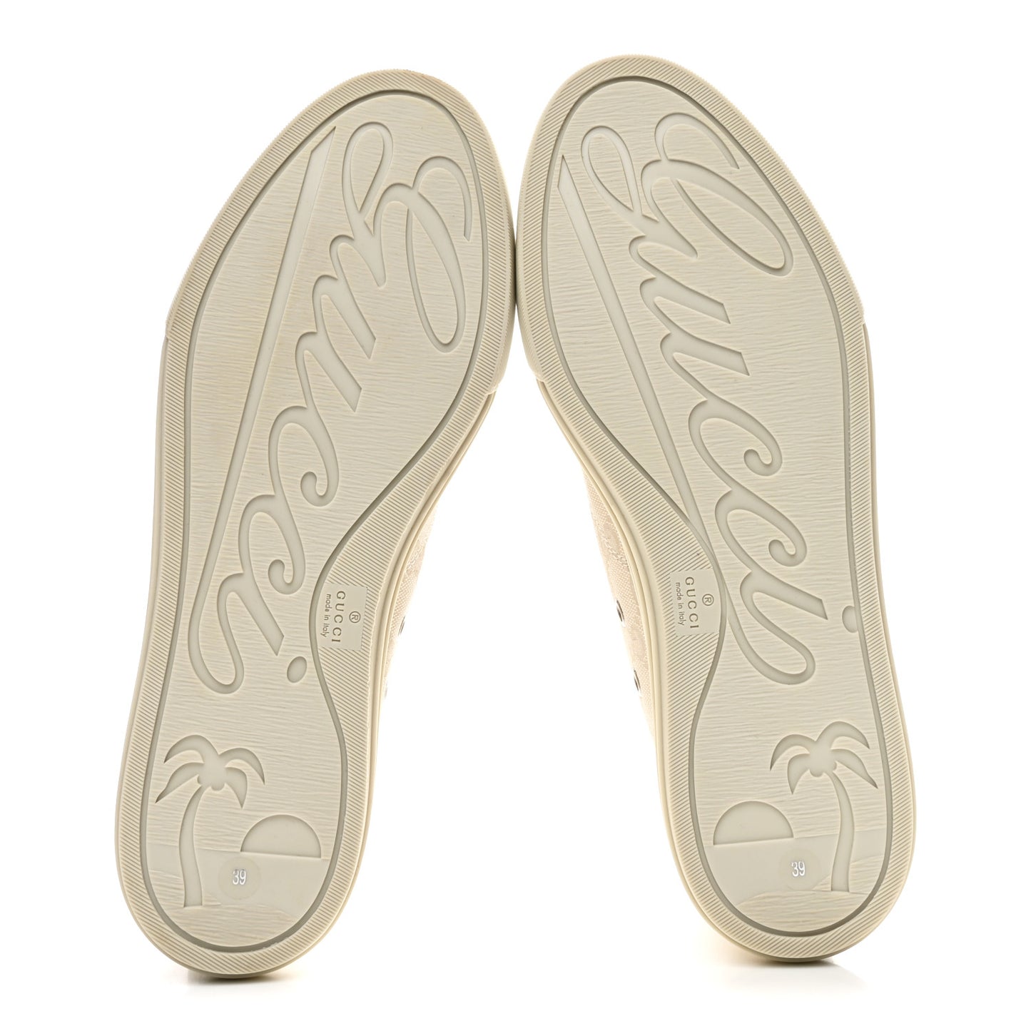 Washed Cotton GG Monogram Calfskin Womens High Top Sneakers 39 White Mystic White Great White