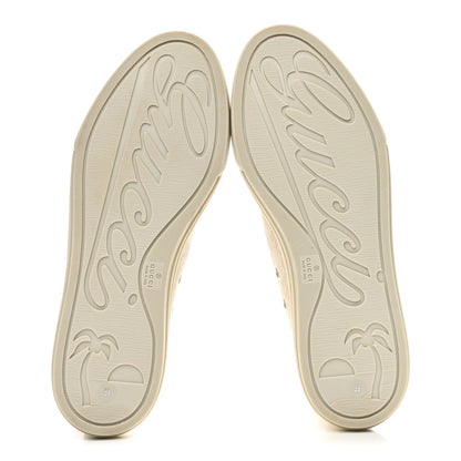 Gucci Washed Cotton GG Monogram Calfskin Womens High Top Sneakers 39 White Mystic White Great White 6 of 11