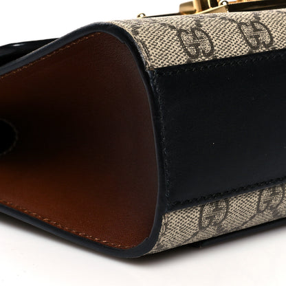 Gucci GG Supreme Monogram Calfskin Small Padlock Shoulder Bag Beige Black Cuir 9 of 17