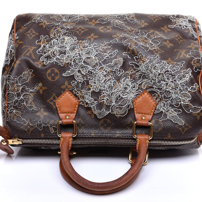 Louis Vuitton Monogram Dentelle Speedy 30 Silver 10 of 17