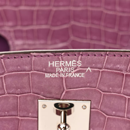 Hermes Shiny Porosus Crocodile Birkin 35 Violet 6 of 10