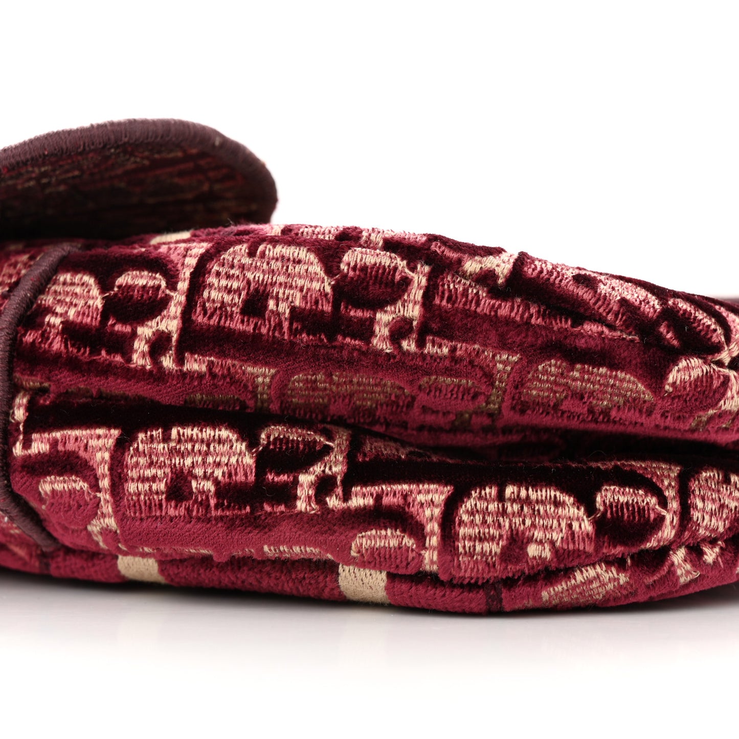 Velvet Oblique Saddle Bag Burgundy