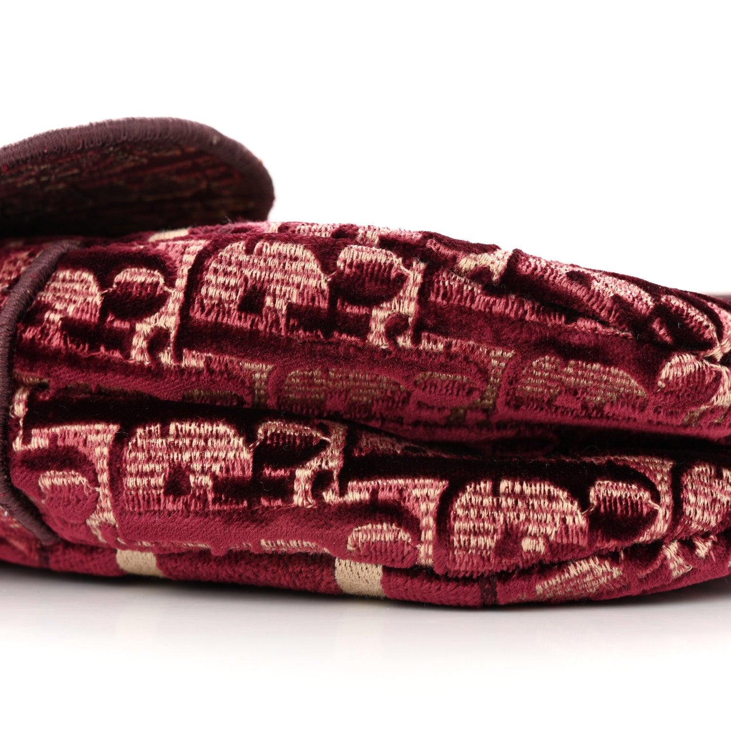 Christian Dior Velvet Oblique Saddle Bag Burgundy 9 of 10