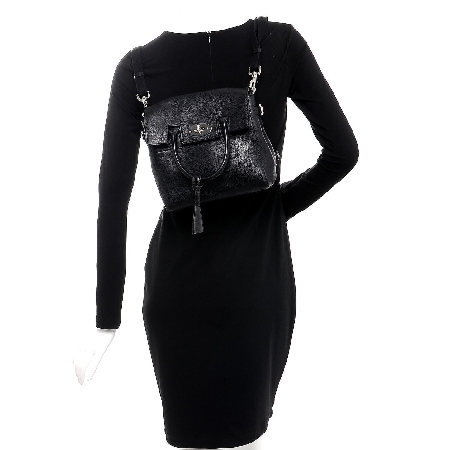 Natural Leather Mini Cara Delevingne Convertible Satchel Black