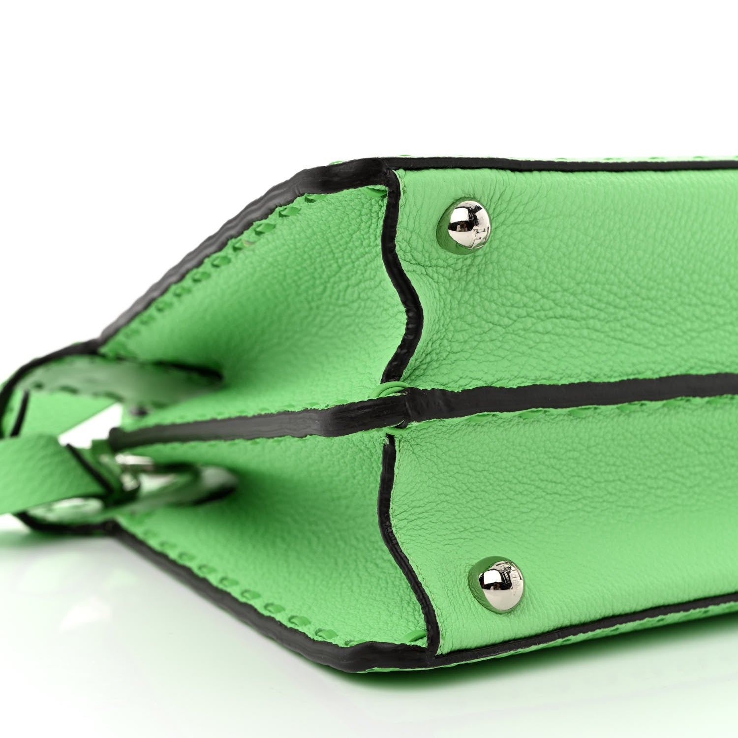 Fendi Cuoio Roma Sellerissima Nappa Sintetica Tape Stitch Small Peekaboo I SEE U Satchel Edamame 10 of 13