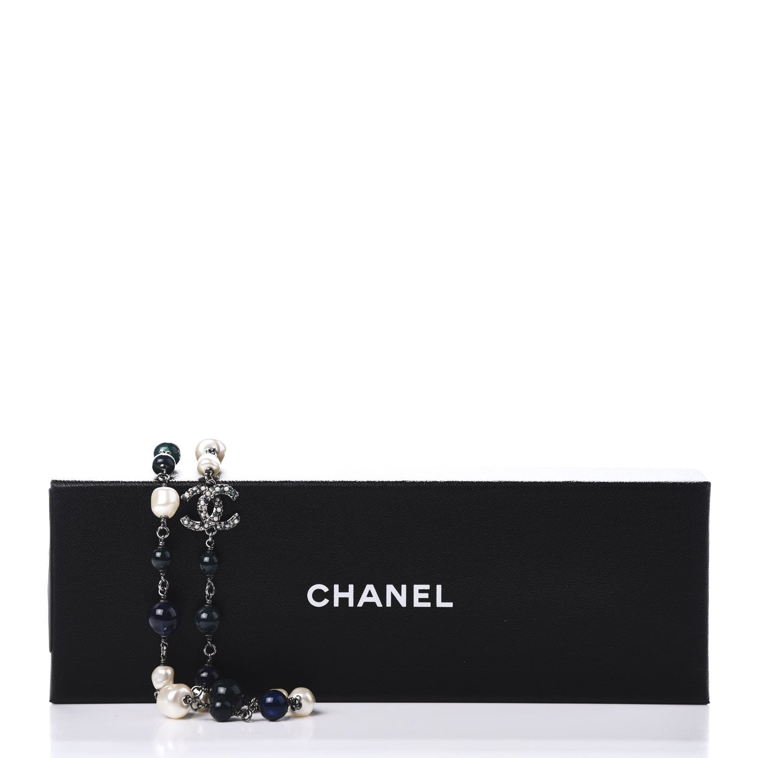 Chanel Pearl Resin Beaded CC Heart Long Necklace Ruthenium Multicolor 8 of 8