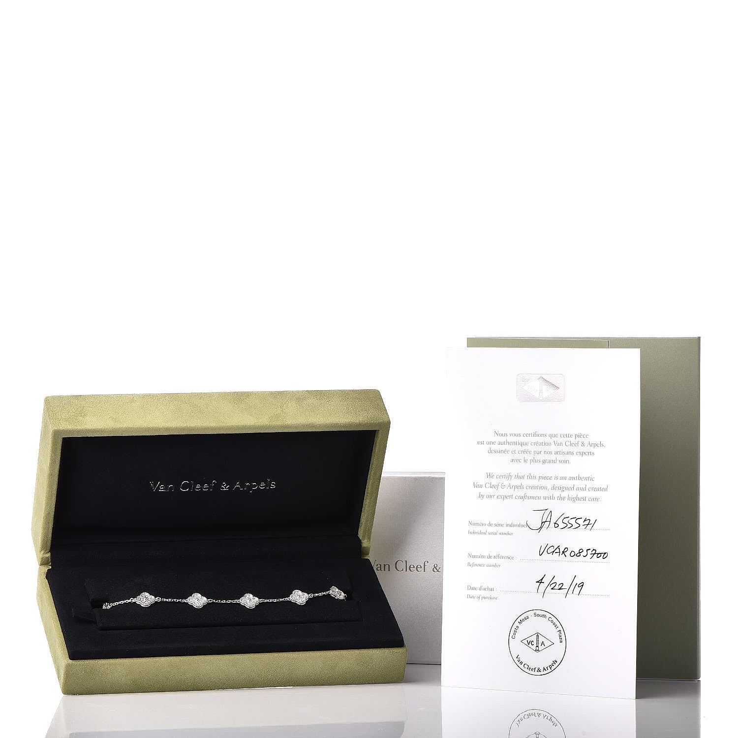 Van Cleef & Arpels 18K White Gold Diamond 6 Motifs Sweet Alhambra Bracelet 7 of 7