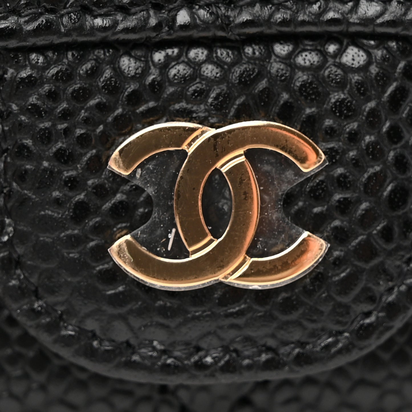 Caviar Quilted Flap Card Holder Wallet Black