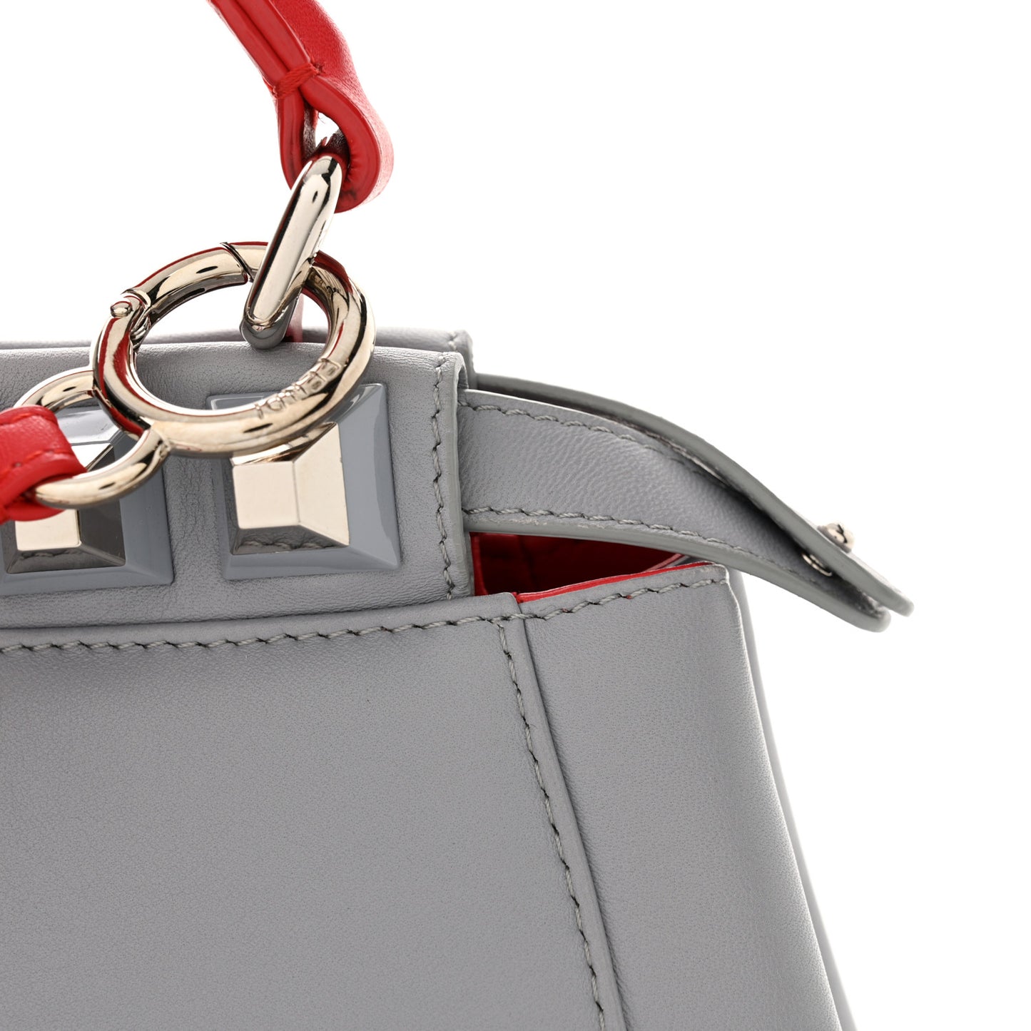 Nappa Studded Mini Peekaboo Iconic Satchel Grey Multicolor