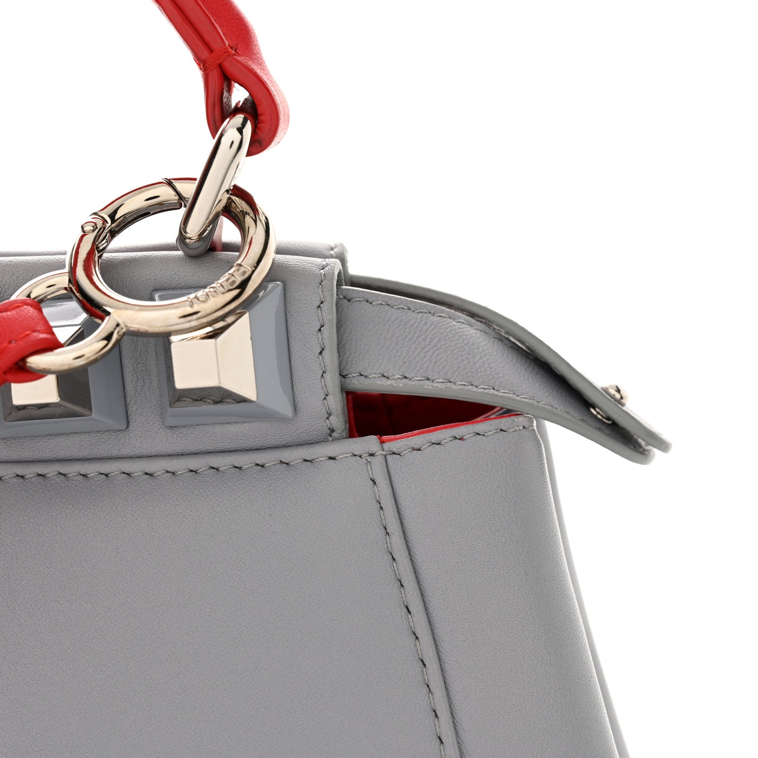 Fendi Nappa Studded Mini Peekaboo Iconic Satchel Grey Multicolor 10 of 11