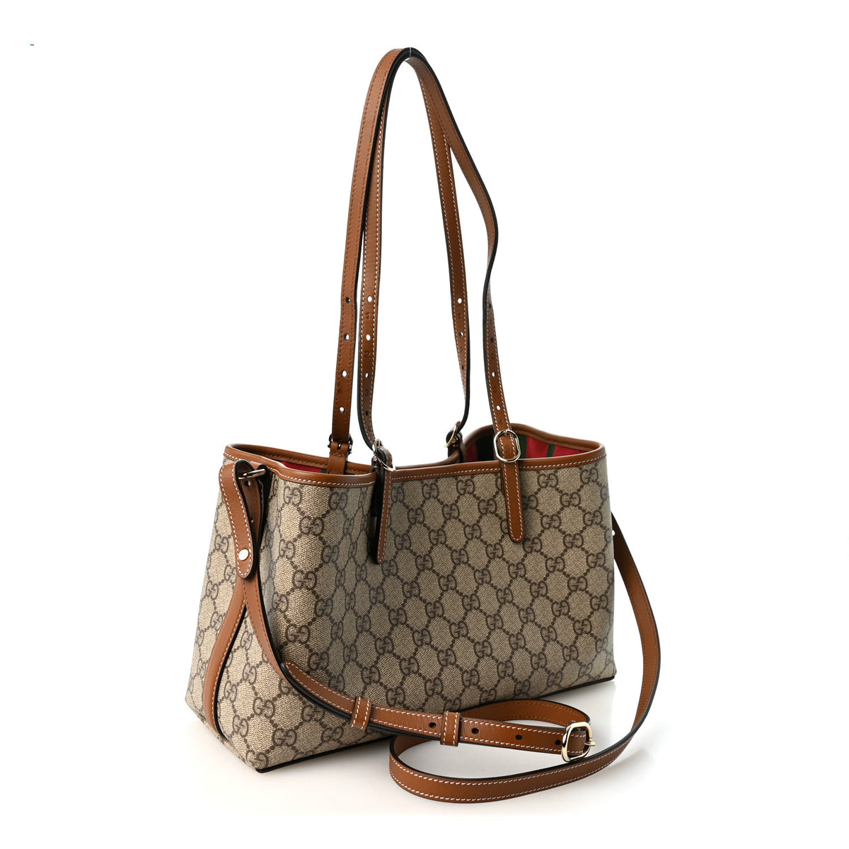 GG Supreme Monogram Emblem Medium Tote Bag Beige Dark Brown