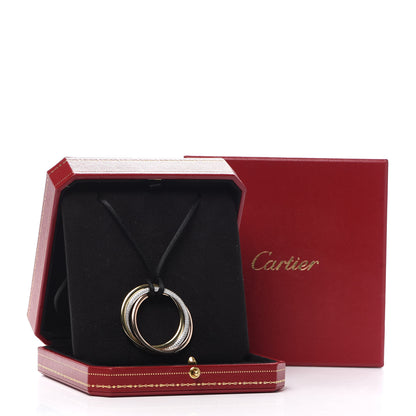 Cartier 18K Pink Yellow White Gold Diamond Large Trinity Cord Necklace 6 of 6