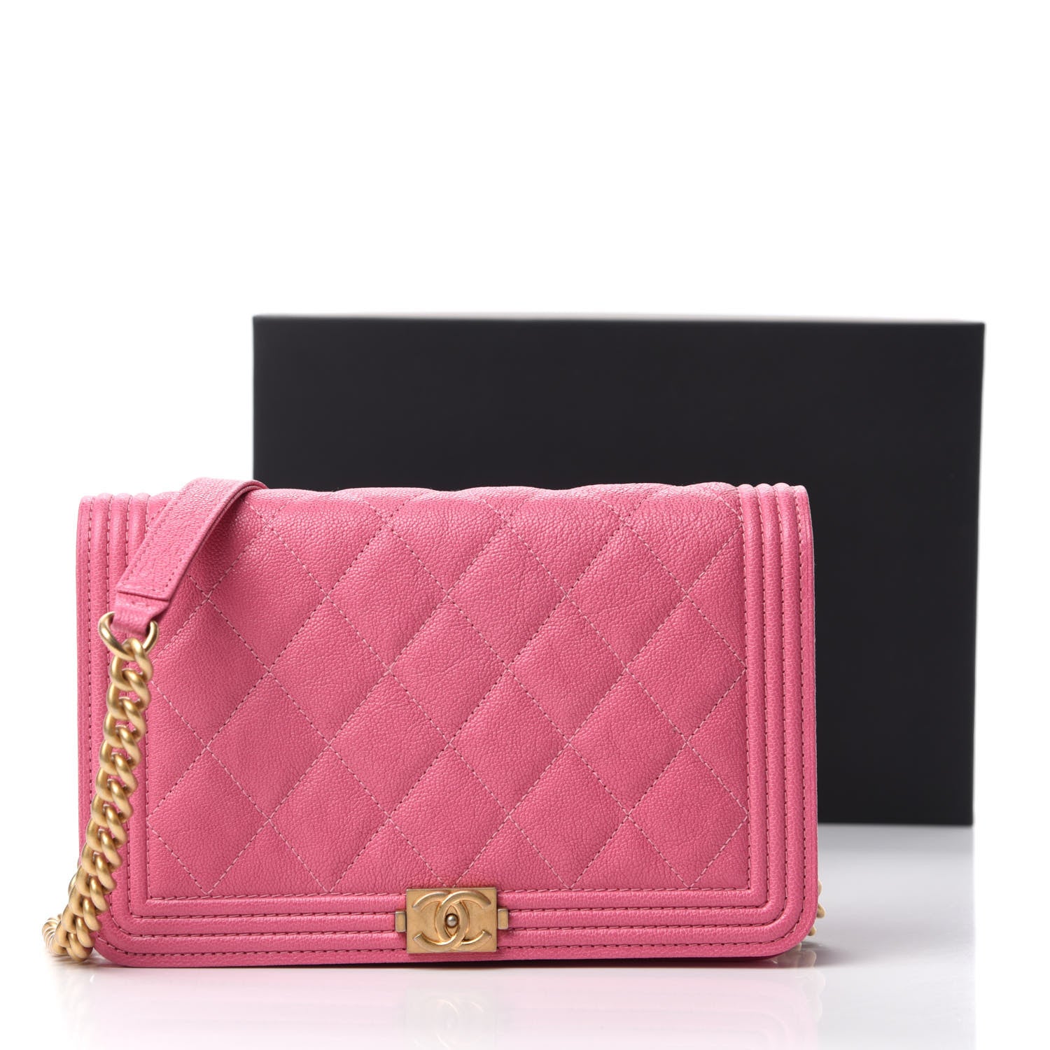 Chanel Caviar Quilted Boy Wallet On Chain WOC Pink 13 of 13
