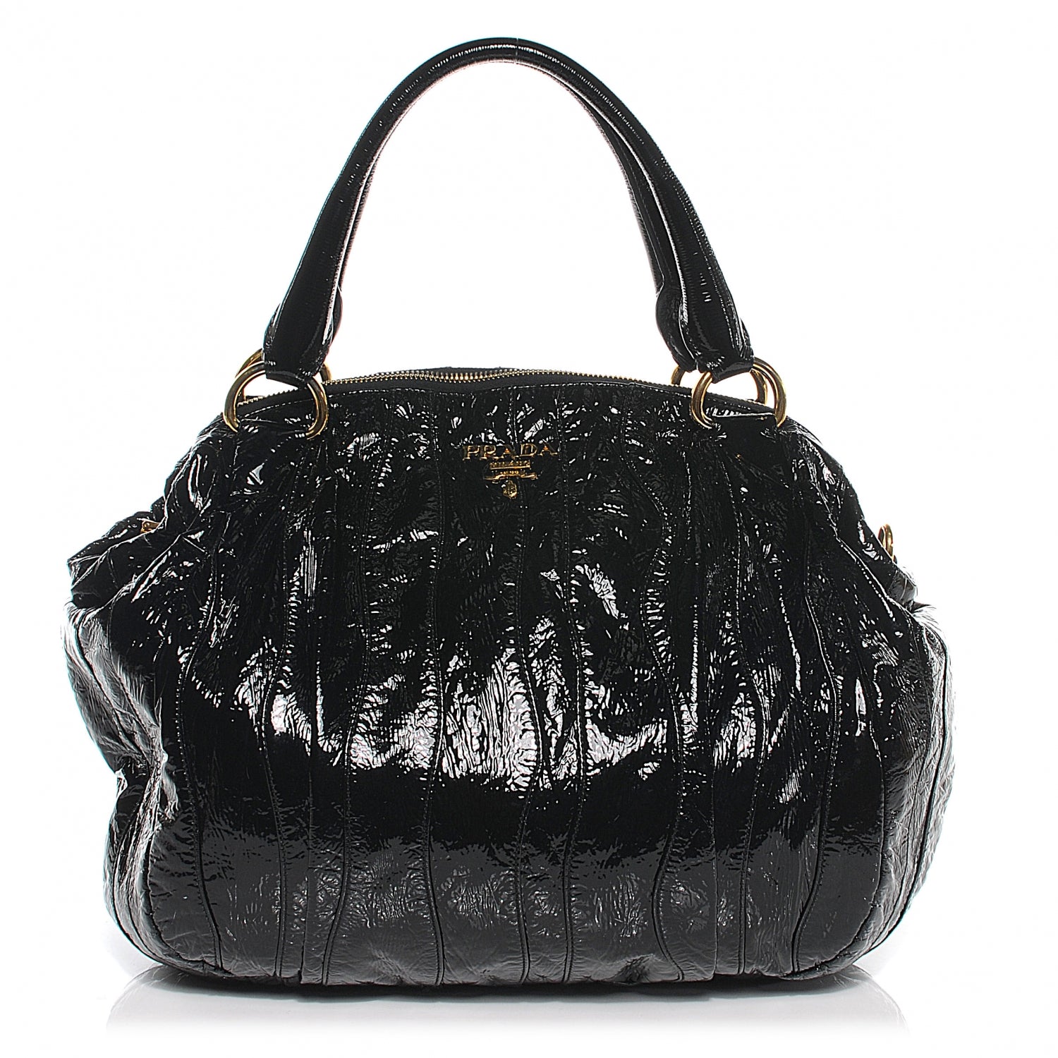 Prada Vernice Stripes Handbag Black 1 of 13