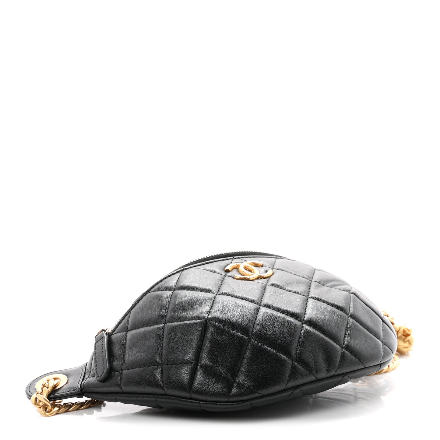 Lambskin Quilted Pillow Crush Belt Bag Black
